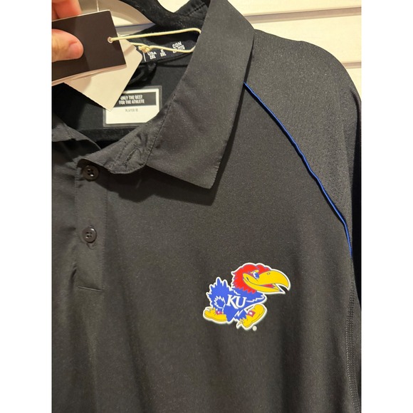 Adidas Kansas Jayhawks‎ Black Polo Shirt Men's 2XL AEROREADY NWT - Picture 3 of 4